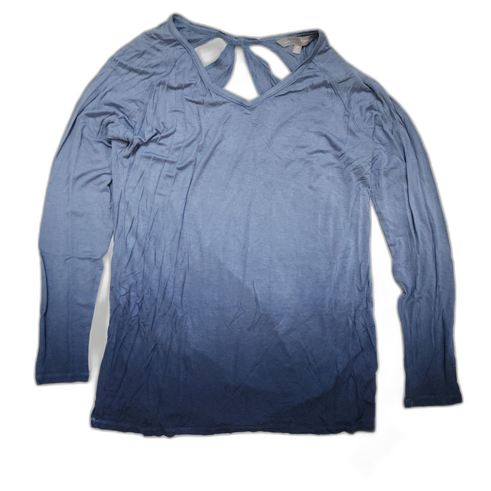 Harmony and Balance Blue Ombre Strappy Long Sleeve Shirt Top NWT